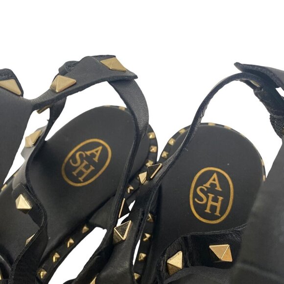 ASH Pacific Gladiator Sandals Size 6 Black Studded Strappy Womens Flats - Picture 13 of 16